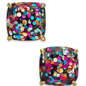 Kate Spade Glitter Crystal Square Stud Earrings